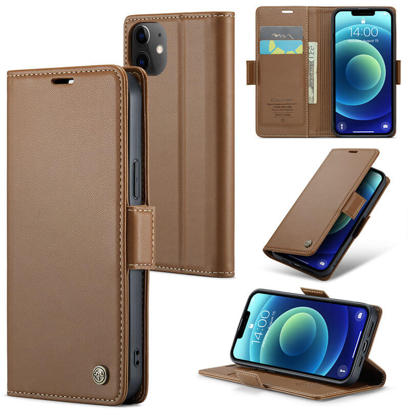 CaseMe iPhone 12 Mini Wallet RFID Blocking Magnetic Buckle Case