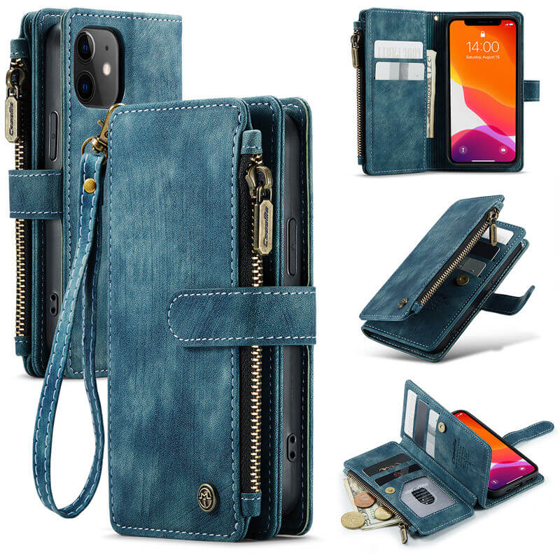 CaseMe iPhone 12 Mini Wallet kickstand Case with Wrist Strap