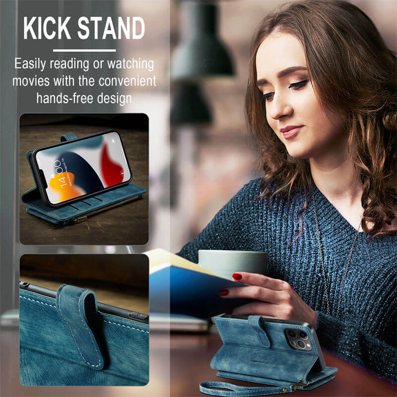 CaseMe iPhone 12 Pro Max Wallet kickstand Case with Wrist Strap - Image 4