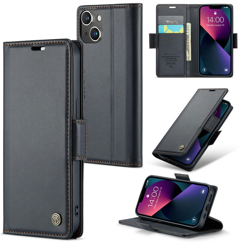 CaseMe iPhone 13 Mini Wallet RFID Blocking Magnetic Buckle Case