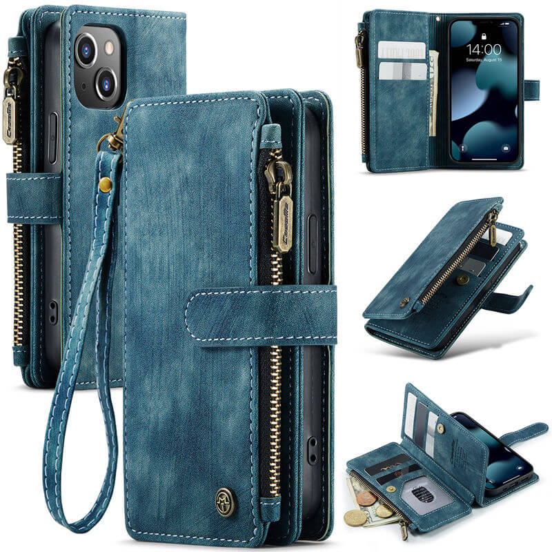 CaseMe iPhone 13 Mini Wallet kickstand Case with Wrist Strap