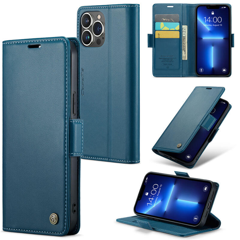 CaseMe iPhone 13 Pro Max Wallet RFID Blocking Magnetic Buckle Case