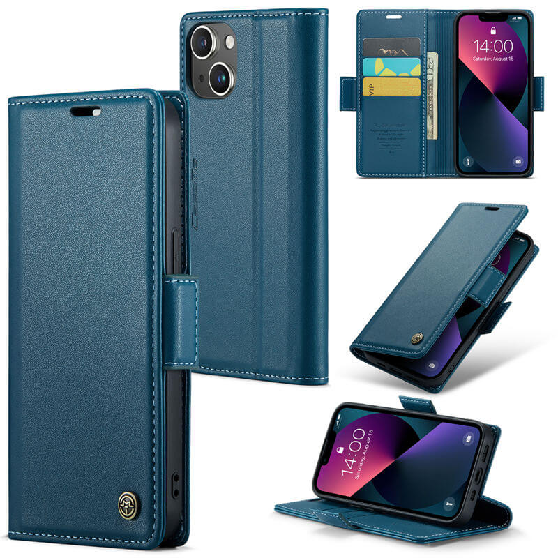 CaseMe iPhone 14 Plus Wallet RFID Blocking Magnetic Buckle Case