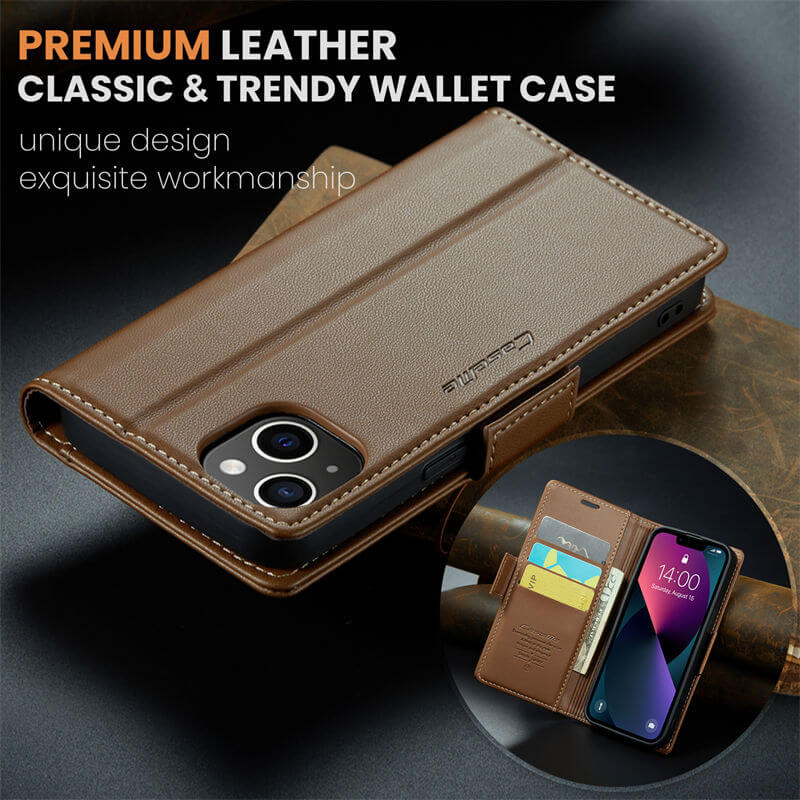 CaseMe iPhone 14 Plus Wallet RFID Blocking Magnetic Buckle Case - Image 9