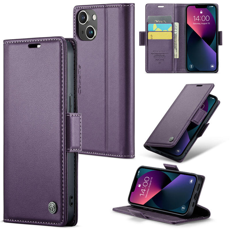 CaseMe iPhone 14 Wallet RFID Blocking Magnetic Buckle Case