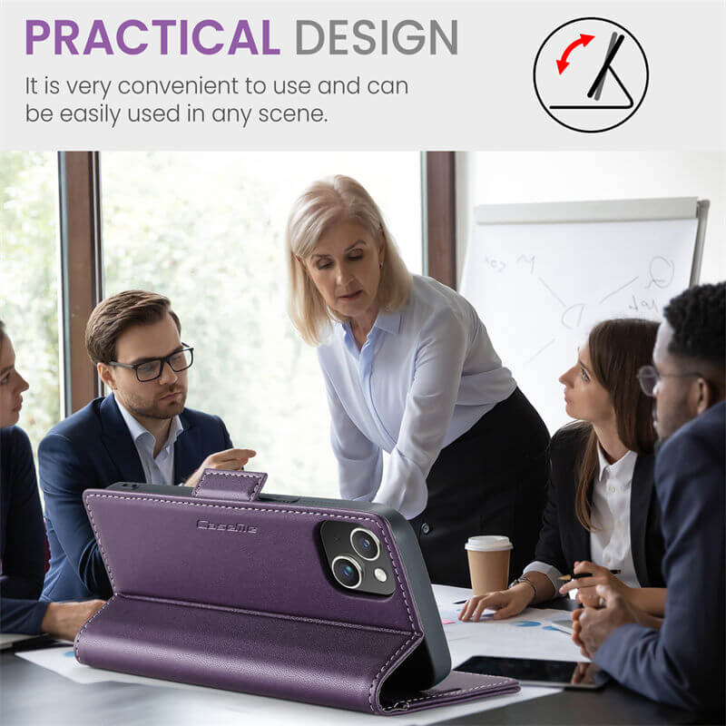 CaseMe iPhone 14 Plus Wallet RFID Blocking Magnetic Buckle Case