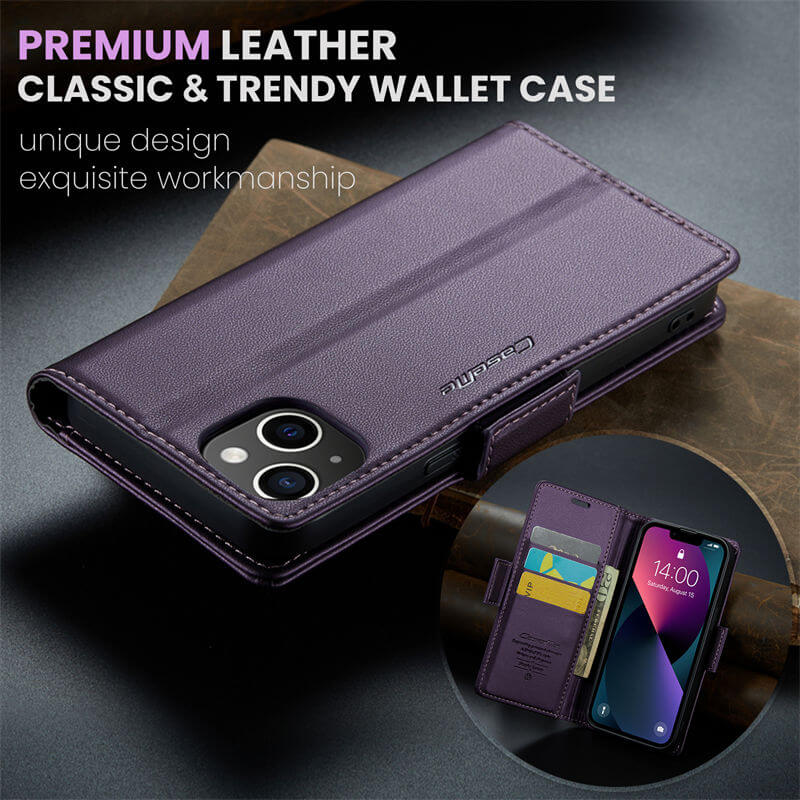 CaseMe iPhone 14 Wallet RFID Blocking Magnetic Buckle Case - Image 9