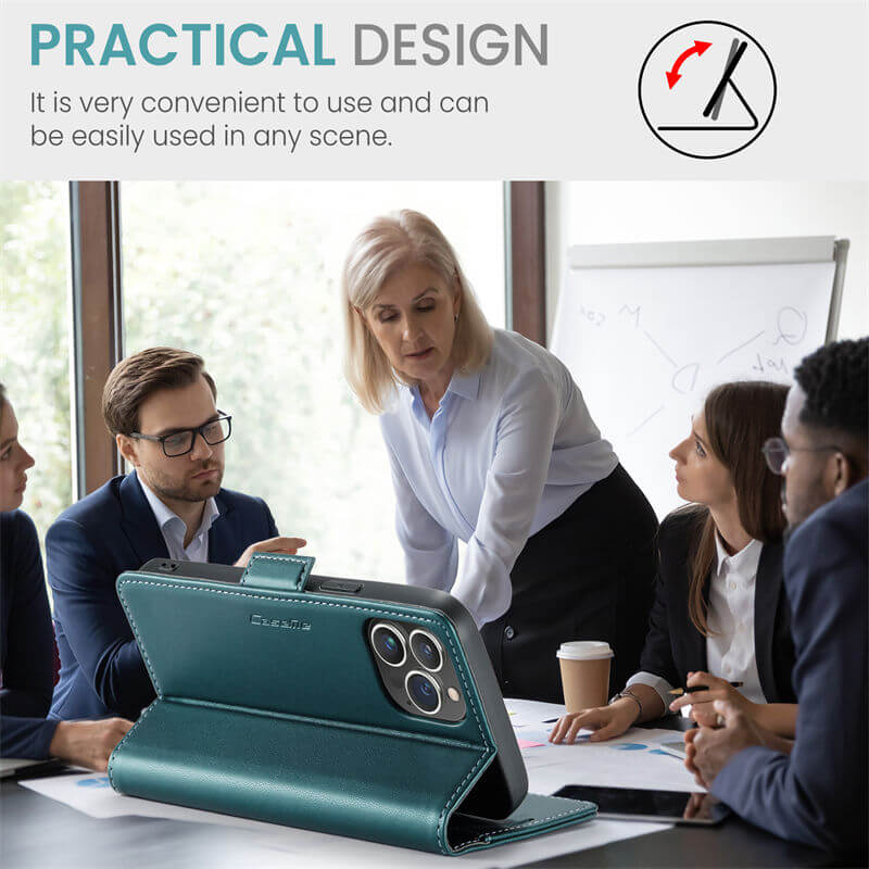 CaseMe iPhone 14 Pro Wallet RFID Blocking Magnetic Buckle Case