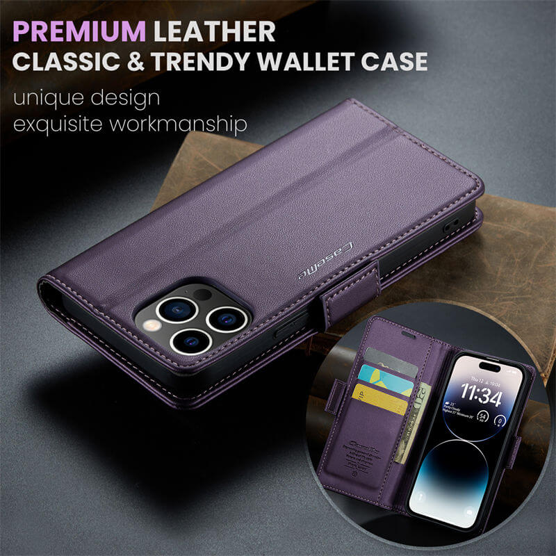 CaseMe iPhone 14 Pro Max Wallet RFID Blocking Magnetic Buckle Case - Image 9
