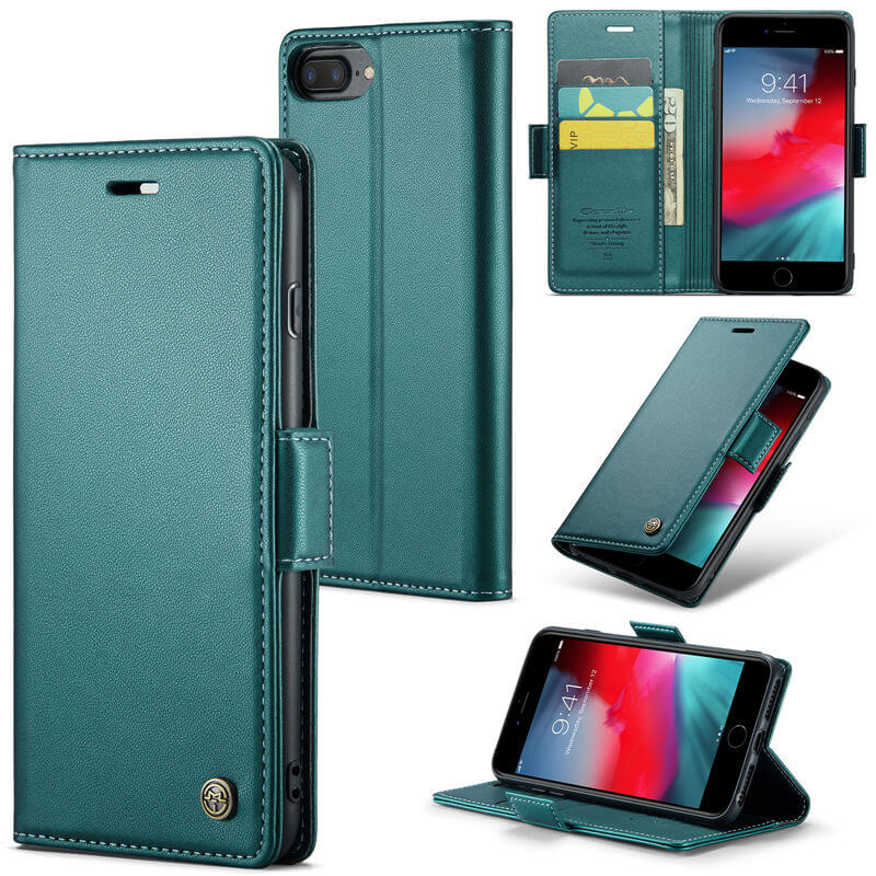 CaseMe iPhone 7 Plus/8 Plus Wallet RFID Blocking Magnetic Buckle Case