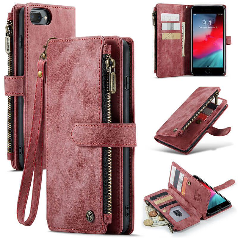 CaseMe iPhone 7 Plus/8 Plus Wallet kickstand Case with Wrist Strap