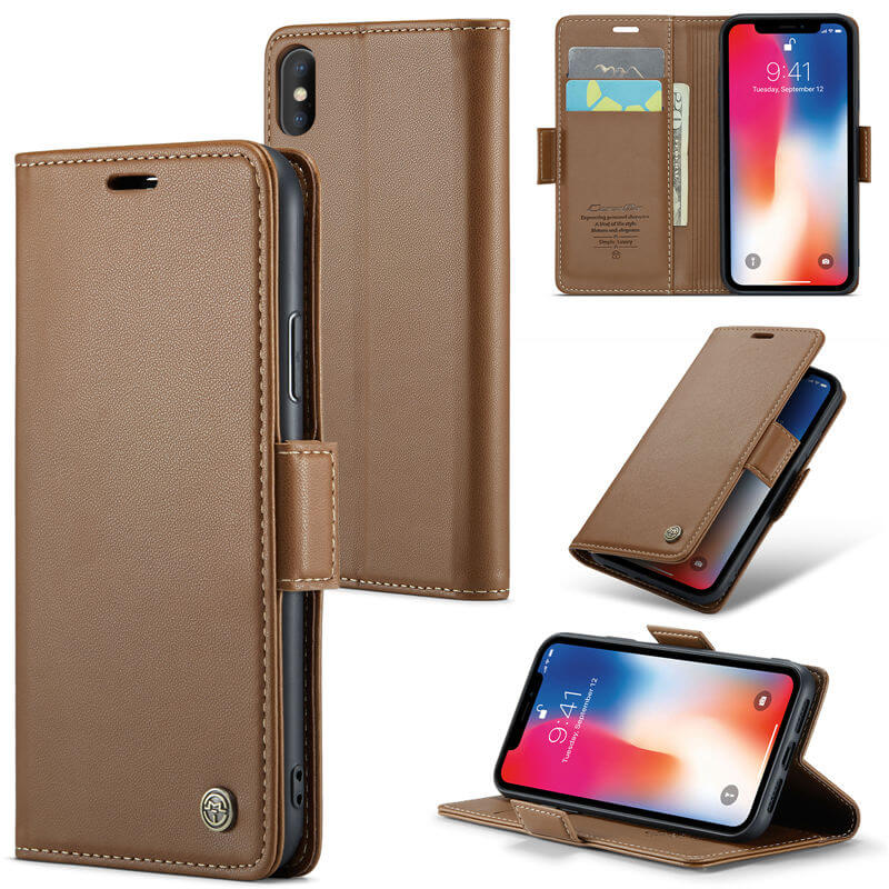CaseMe iPhone X/XS Wallet RFID Blocking Magnetic Buckle Case