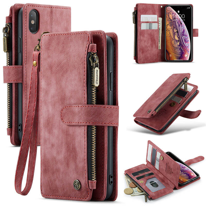 CaseMe iPhone X/XS Wallet kickstand Case with Wrist Strap