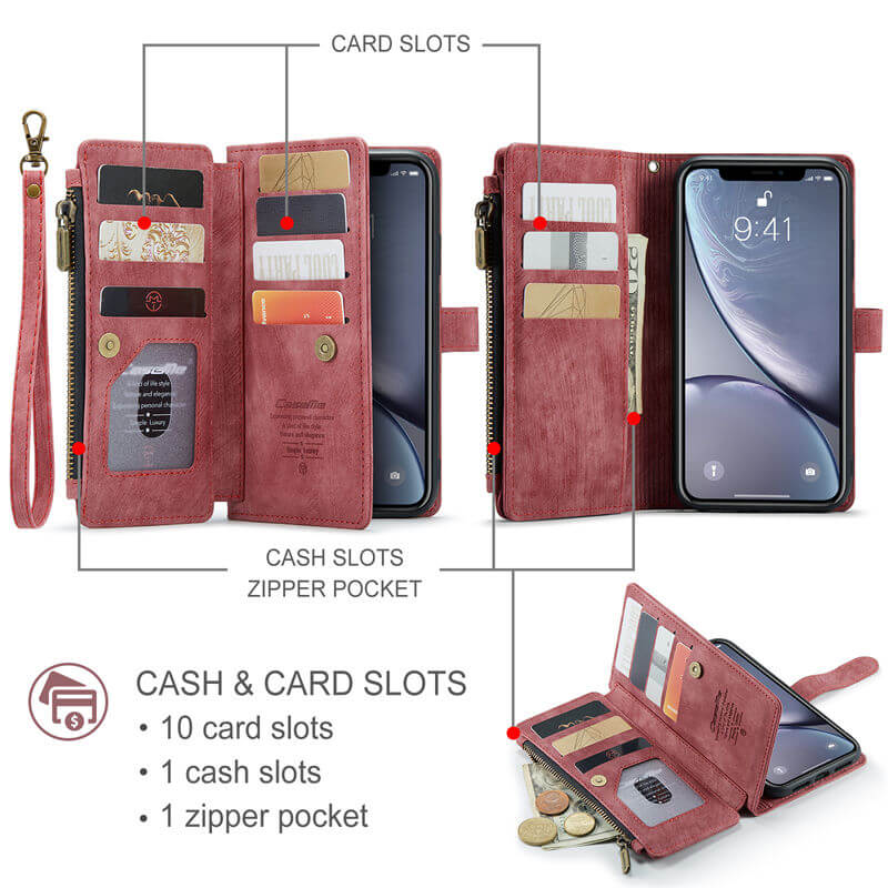 CaseMe iPhone XR Wallet kickstand Case with Wrist Strap - Image 3