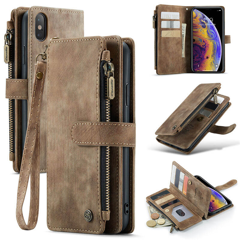 CaseMe iPhone XS Max Wallet kickstand Case with Wrist Strap