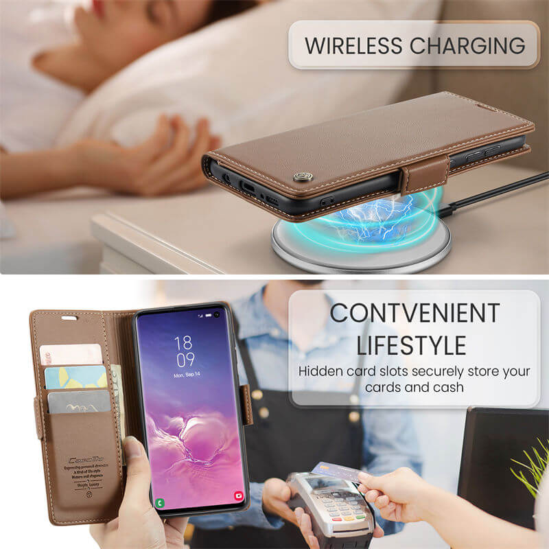 CaseMe Samsung Galaxy S10 Wallet RFID Blocking Magnetic Buckle Case - Image 4