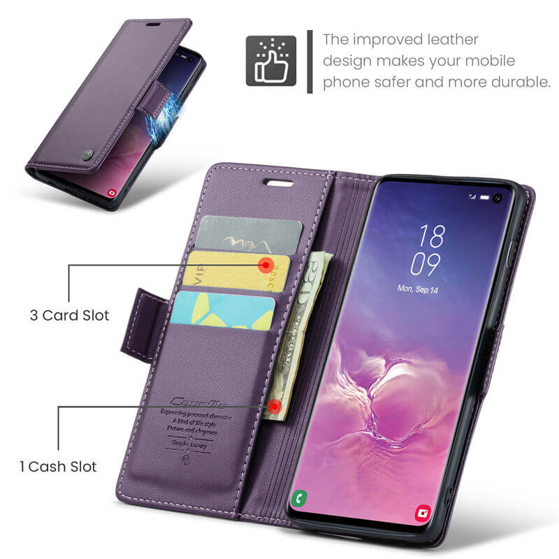CaseMe Samsung Galaxy S10 Wallet RFID Blocking Magnetic Buckle Case - Image 6