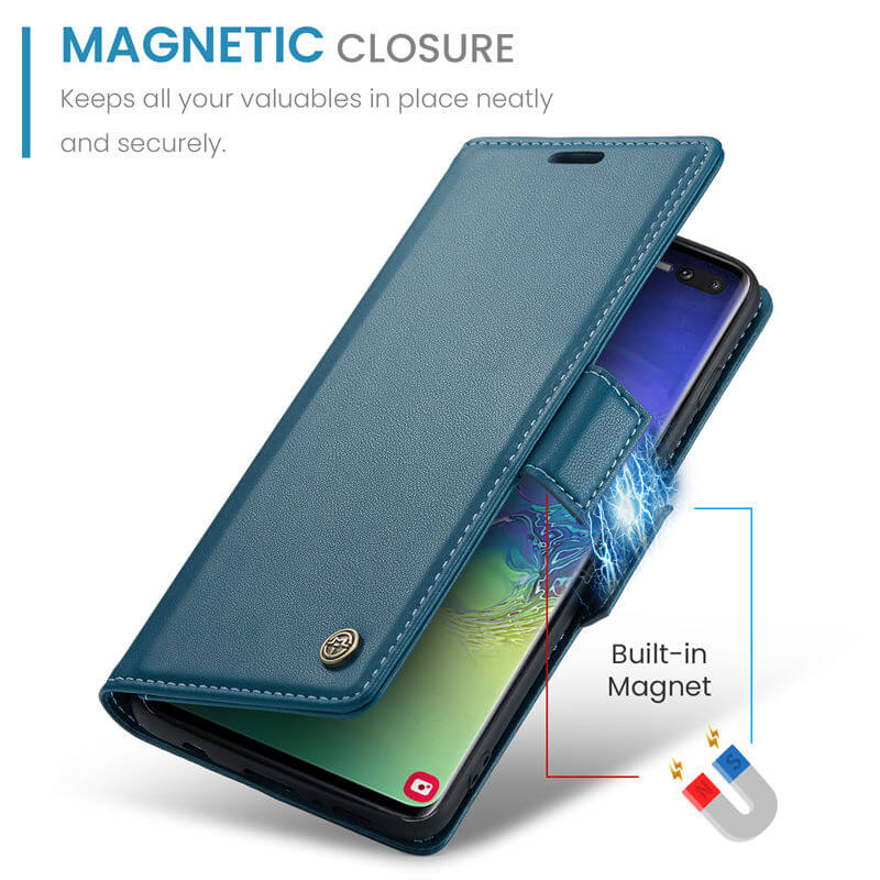 CaseMe Samsung Galaxy S10 Plus Wallet RFID Blocking Magnetic Buckle Case - Image 8