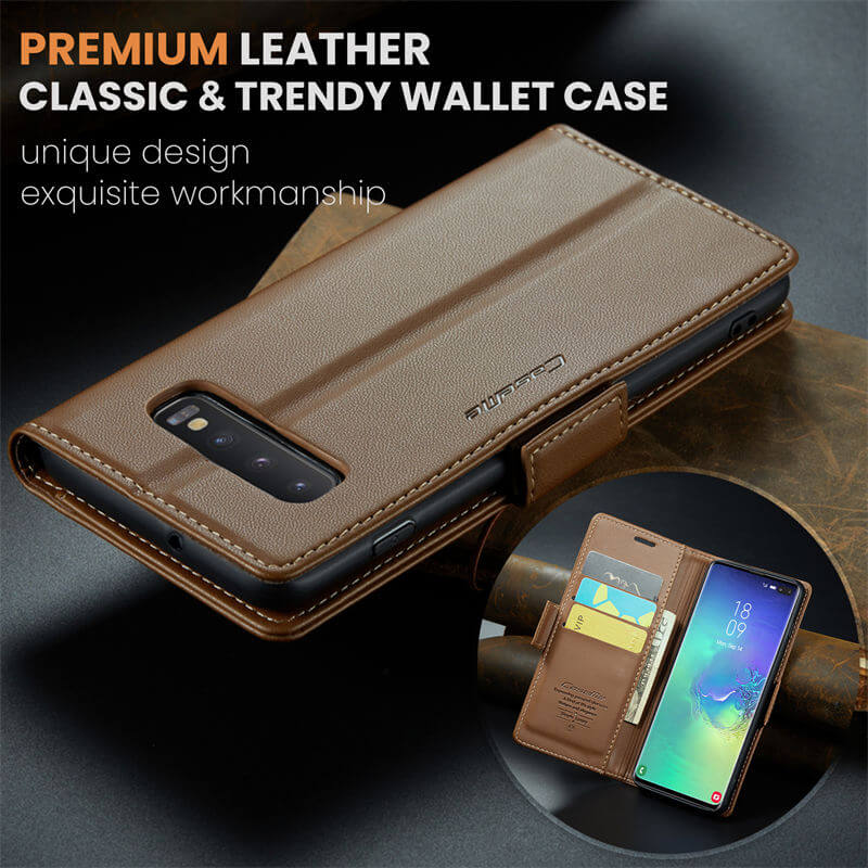CaseMe Samsung Galaxy S10 Plus Wallet RFID Blocking Magnetic Buckle Case - Image 9