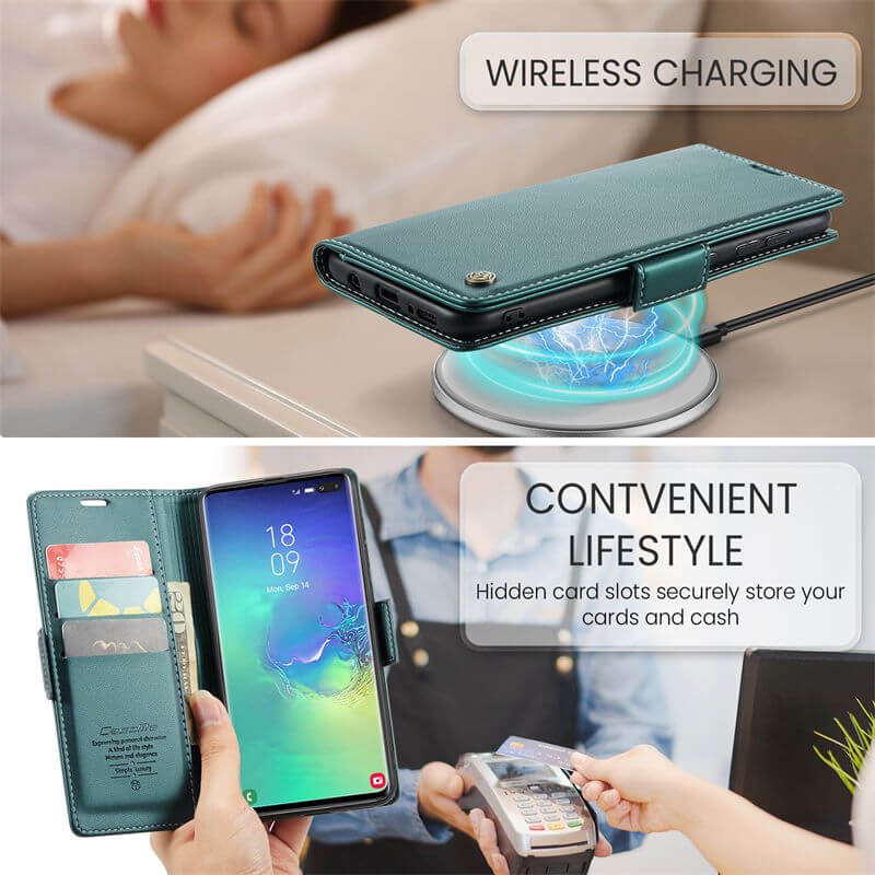 CaseMe Samsung Galaxy S10 Plus Wallet RFID Blocking Magnetic Buckle Case - Image 4