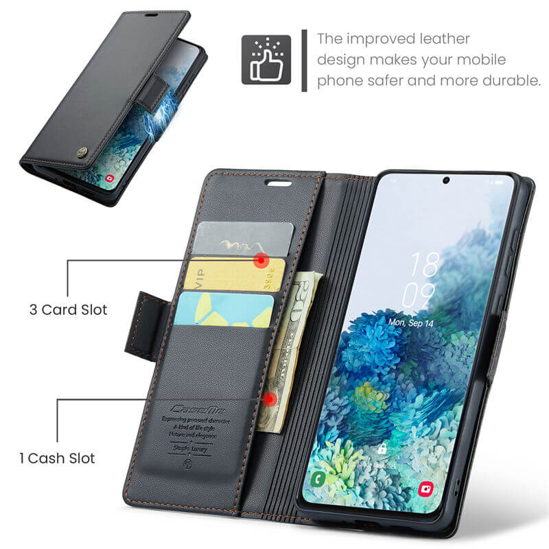 CaseMe Samsung Galaxy S20 Plus Wallet RFID Blocking Magnetic Buckle Case - Image 6