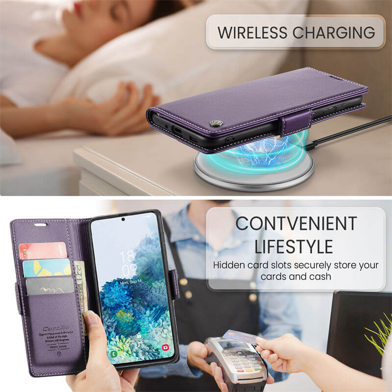 CaseMe Samsung Galaxy S20 Plus Wallet RFID Blocking Magnetic Buckle Case - Image 4