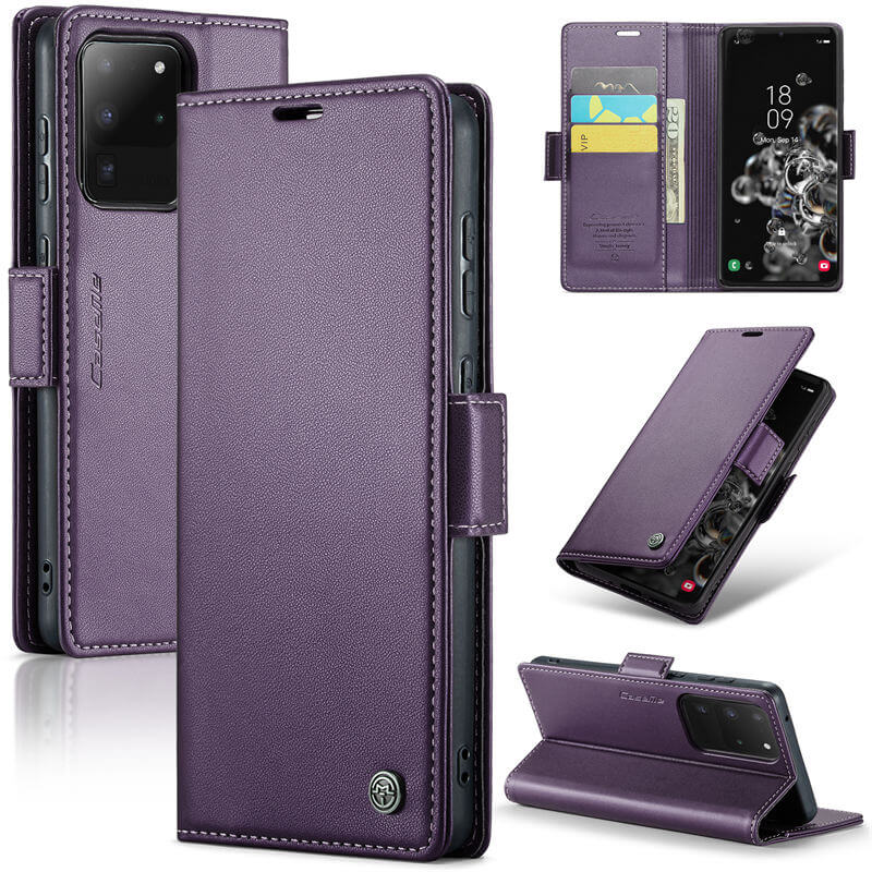 CaseMe Samsung Galaxy S20 Ultra Wallet RFID Blocking Magnetic Buckle Case