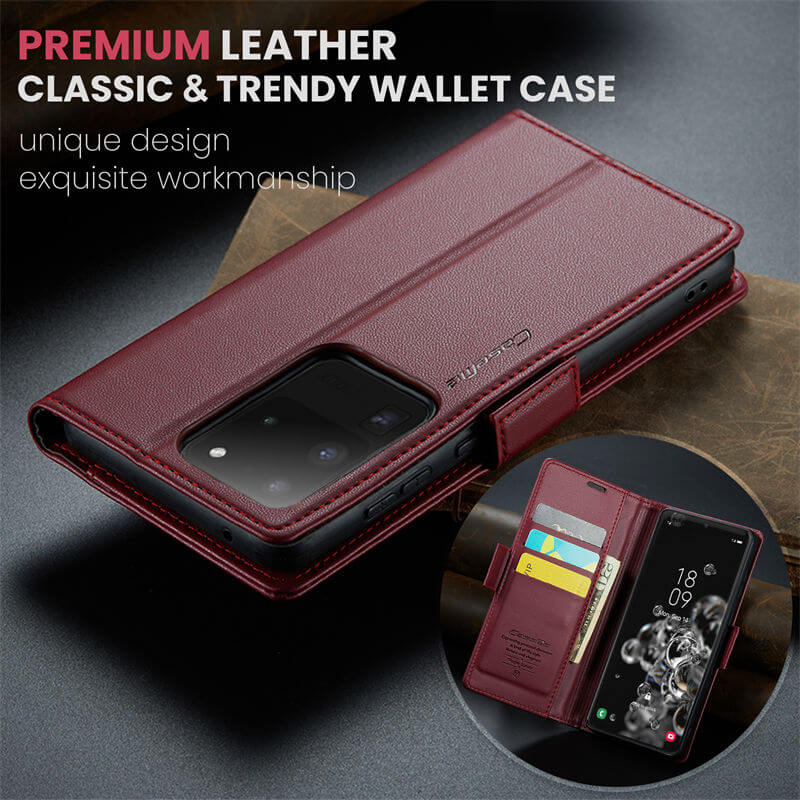 CaseMe Samsung Galaxy S20 Ultra Wallet RFID Blocking Magnetic Buckle Case - Image 9