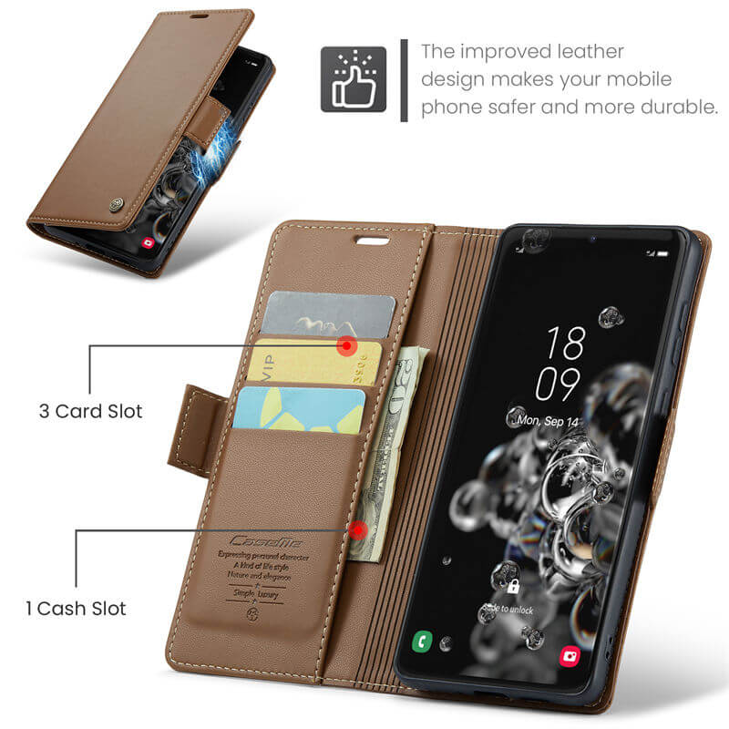 CaseMe Samsung Galaxy S20 Ultra Wallet RFID Blocking Magnetic Buckle Case - Image 6
