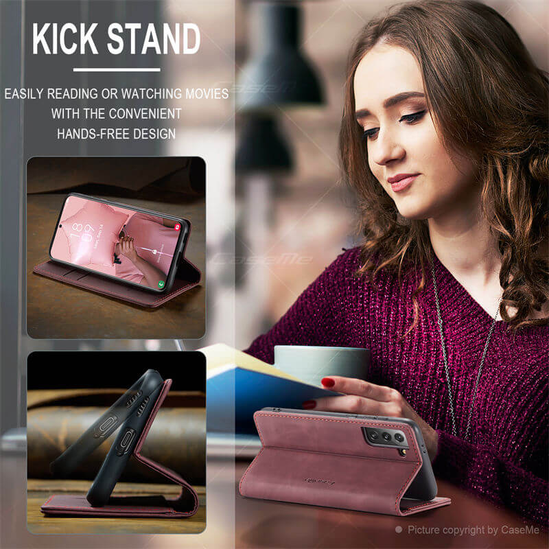 CaseMe Samsung Galaxy S21 Wallet Suede Leather Case - Image 4