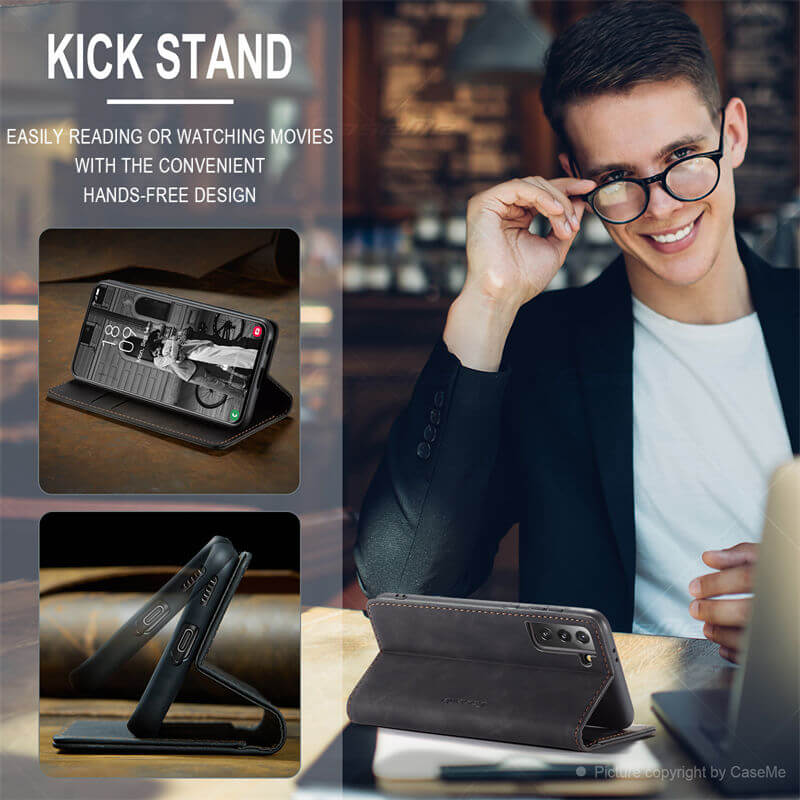 CaseMe Samsung Galaxy S21 Plus Wallet Suede Leather Case - Image 4