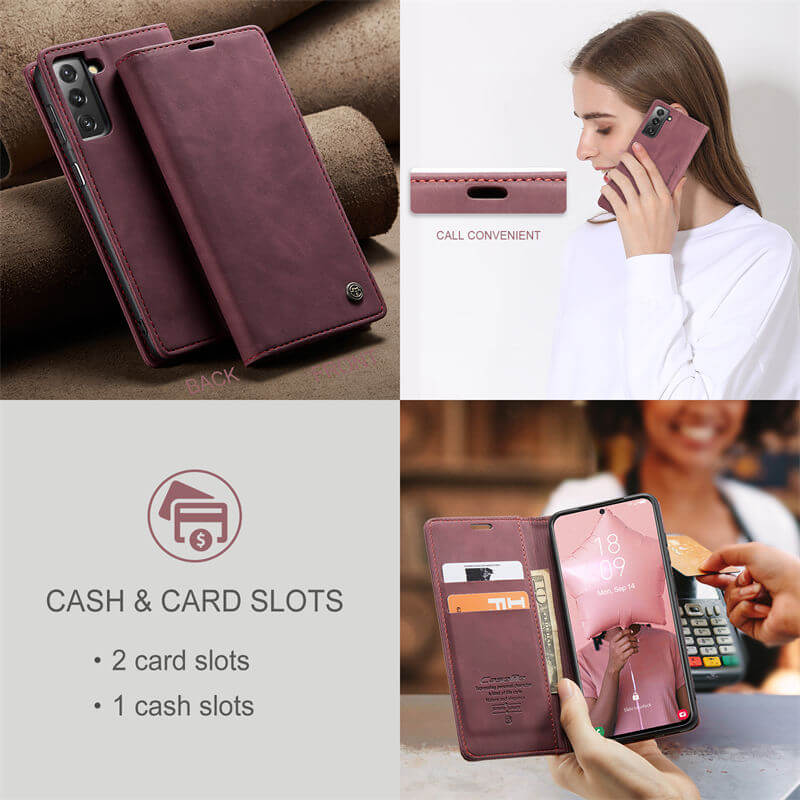 CaseMe Samsung Galaxy S21 Plus Wallet Suede Leather Case - Image 8