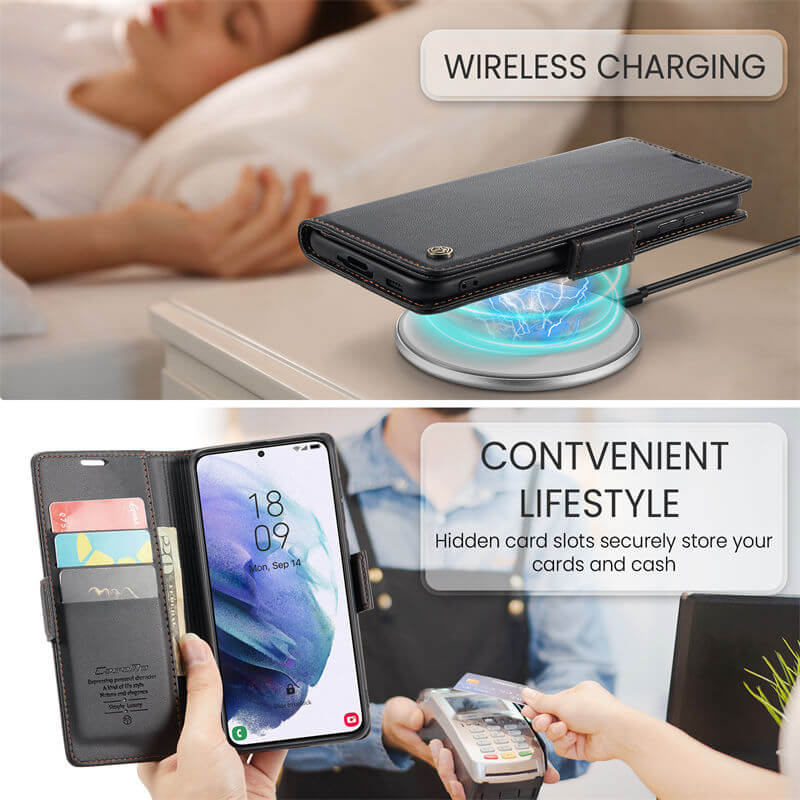 CaseMe Samsung Galaxy S21 Wallet RFID Blocking Magnetic Buckle Case - Image 4