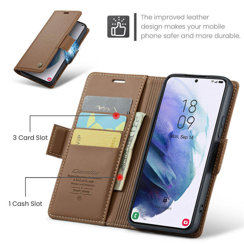 CaseMe Samsung Galaxy S21 Wallet RFID Blocking Magnetic Buckle Case - Image 6