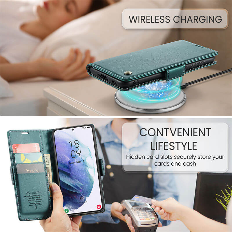 CaseMe Samsung Galaxy S21 Plus Wallet RFID Blocking Magnetic Buckle Case - Image 4