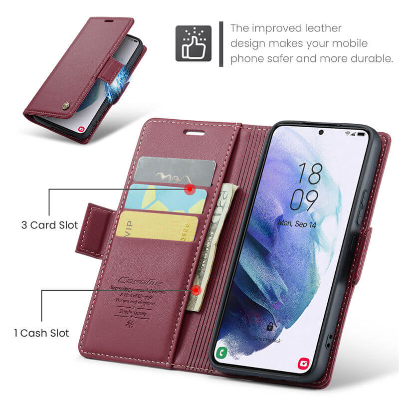 CaseMe Samsung Galaxy S21 Plus Wallet RFID Blocking Magnetic Buckle Case - Image 6