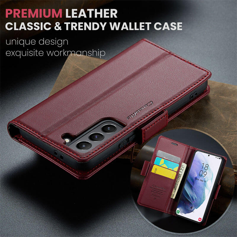 CaseMe Samsung Galaxy S21 Wallet RFID Blocking Magnetic Buckle Case - Image 9