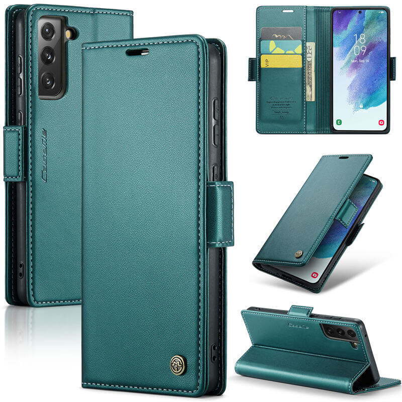 CaseMe Samsung Galaxy S21 FE Wallet RFID Blocking Magnetic Buckle Case