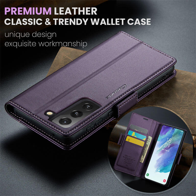 CaseMe Samsung Galaxy S21 FE Wallet RFID Blocking Magnetic Buckle Case - Image 9