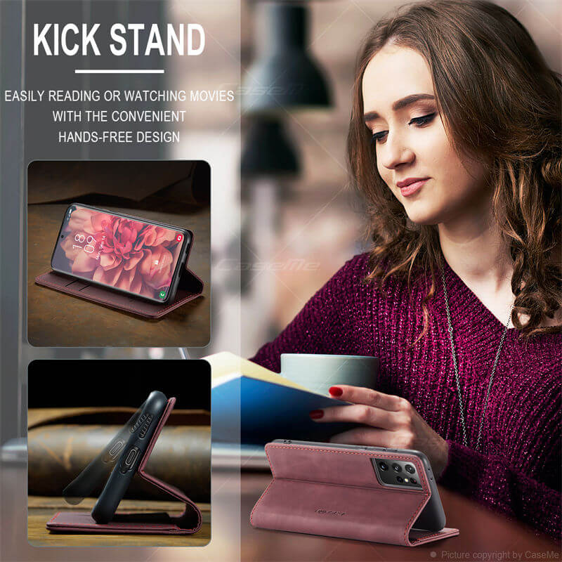 CaseMe Samsung Galaxy S21 Ultra Wallet Suede Leather Case - Image 4