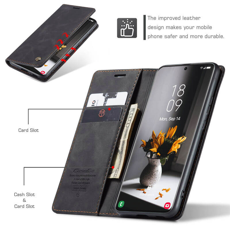 CaseMe Samsung Galaxy S21 Ultra Wallet Suede Leather Case - Image 5