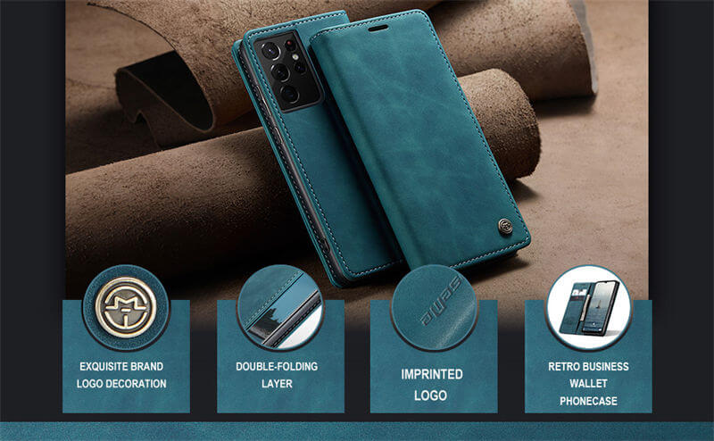 CaseMe Samsung Galaxy S21 Ultra Wallet Suede Leather Case