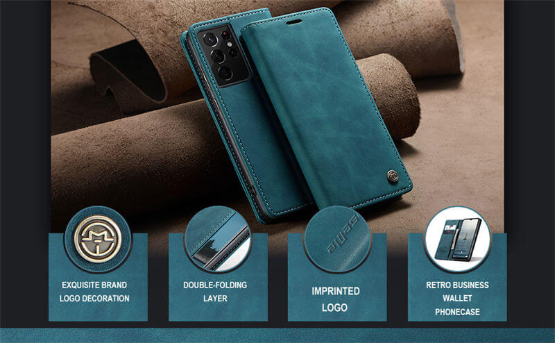 CaseMe Samsung Galaxy S21 Ultra Wallet Suede Leather Case