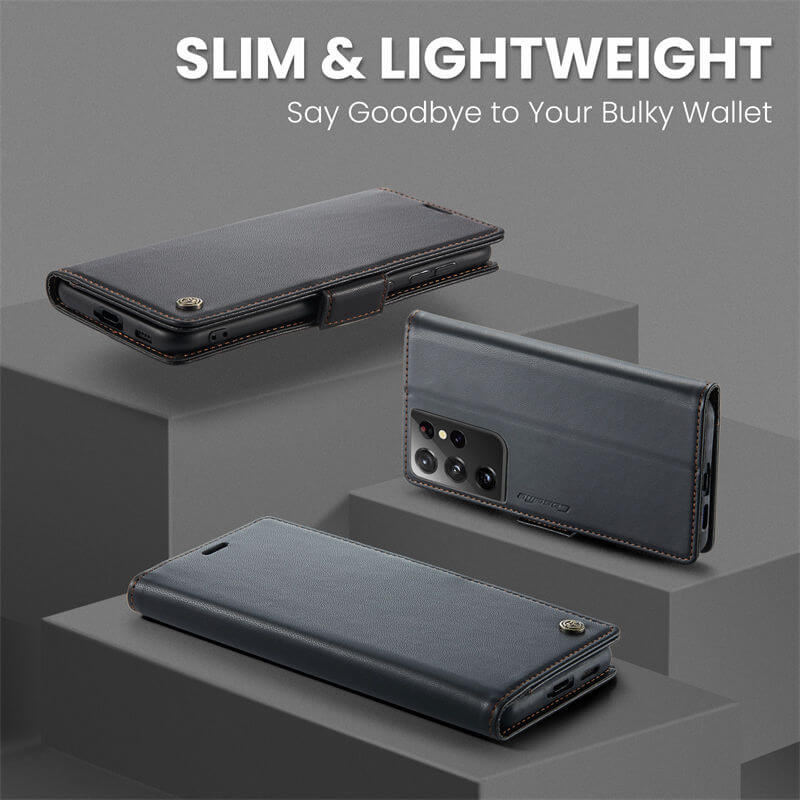 CaseMe Samsung Galaxy S21 Ultra Wallet RFID Blocking Magnetic Buckle Case - Image 3