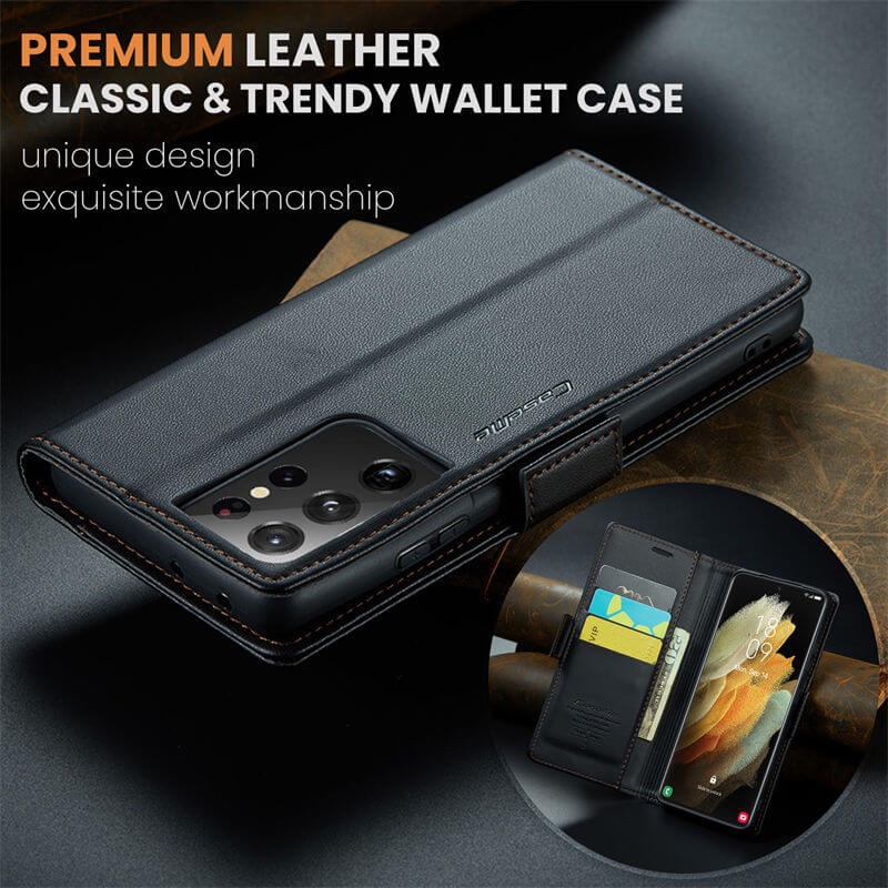 CaseMe Samsung Galaxy S21 Ultra Wallet RFID Blocking Magnetic Buckle Case - Image 9