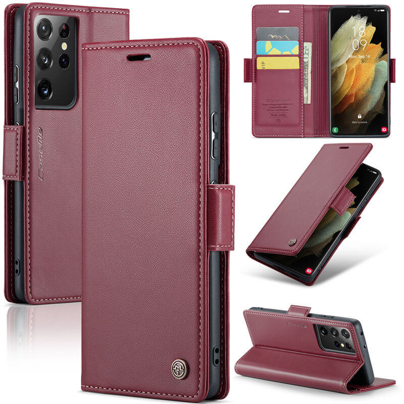 CaseMe Samsung Galaxy S21 Ultra Wallet RFID Blocking Magnetic Buckle Case