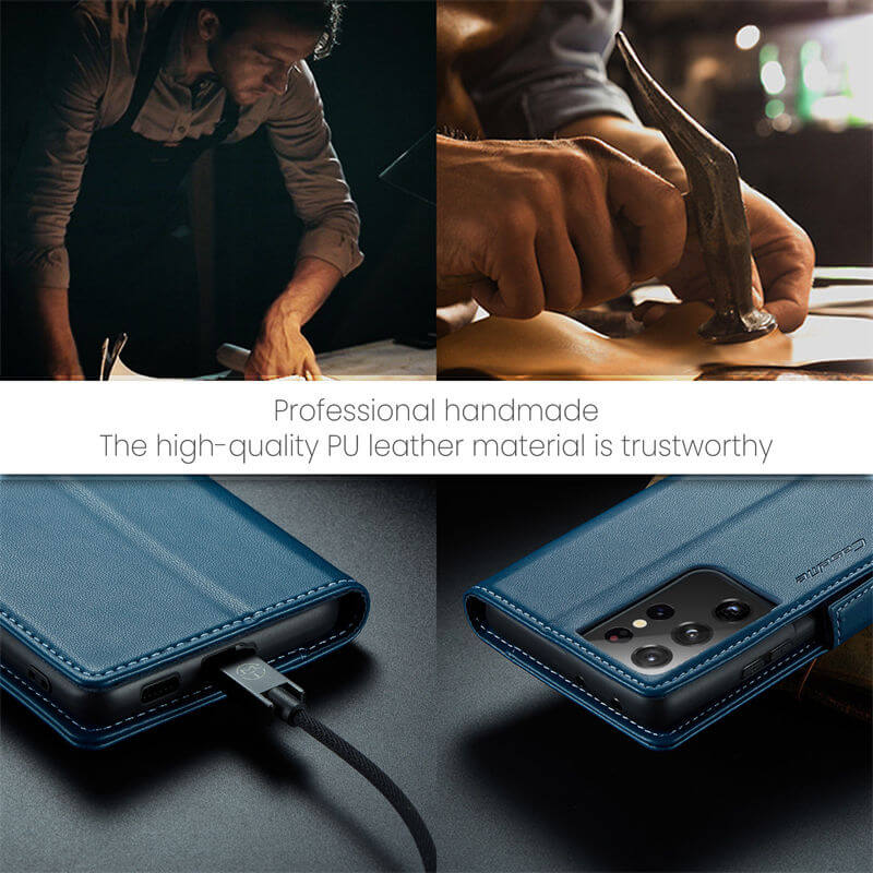 CaseMe Samsung Galaxy S21 Ultra Wallet RFID Blocking Magnetic Buckle Case - Image 10