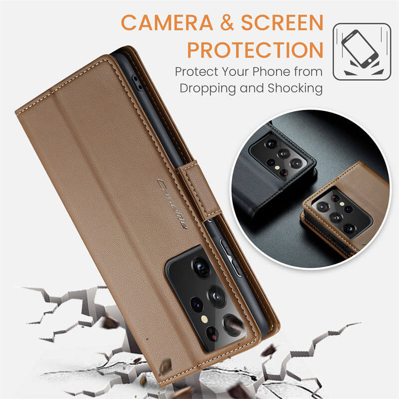 CaseMe Samsung Galaxy S21 Ultra Wallet RFID Blocking Magnetic Buckle Case - Image 11