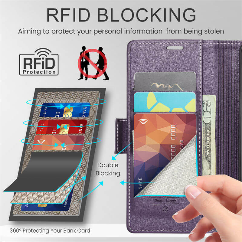 CaseMe Samsung Galaxy S21 Ultra Wallet RFID Blocking Magnetic Buckle Case - Image 7
