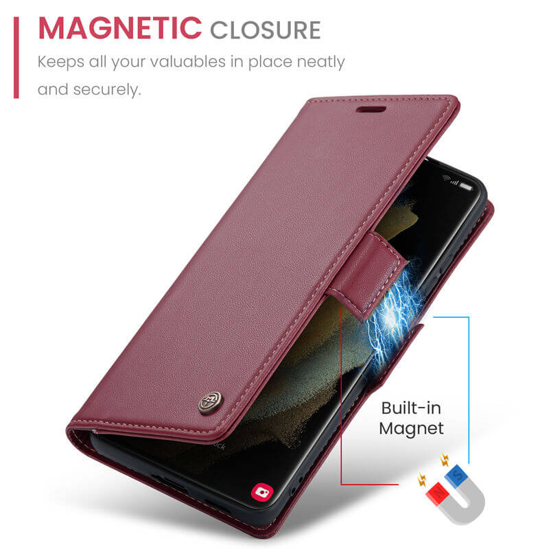 CaseMe Samsung Galaxy S21 Ultra Wallet RFID Blocking Magnetic Buckle Case - Image 8